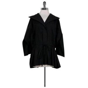 Lafayette 148  Black Batwing Zip Drawstring Waist Jacket Womens Size Medium